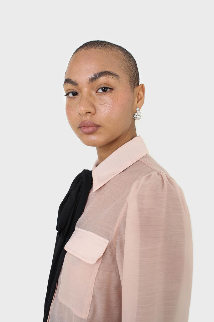 Pink and black pussy bow semi sheer blouse_4