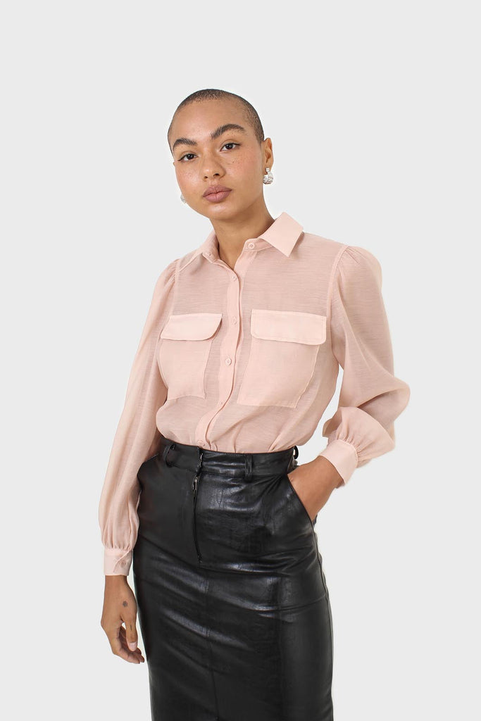 Pink and black pussy bow semi sheer blouse_6
