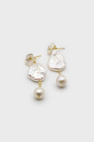 Irregular drop genuine pearls earrings_1