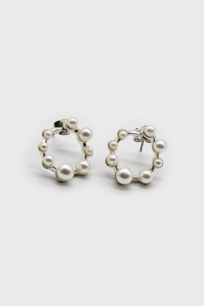 Silver dot pearls earrings_1