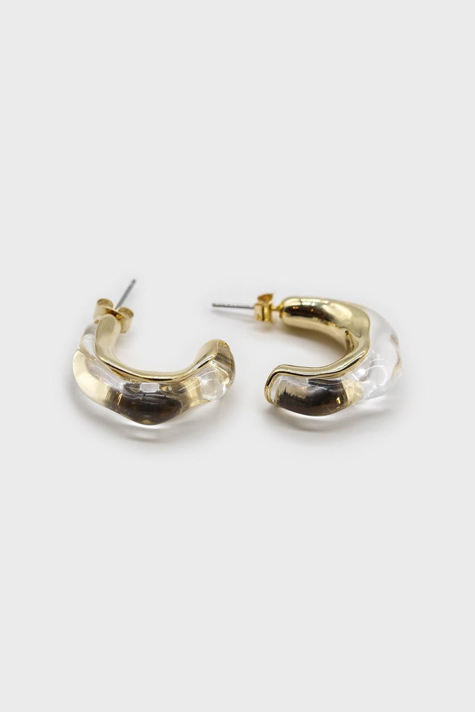 Gold and clear stud hoop earrings_1