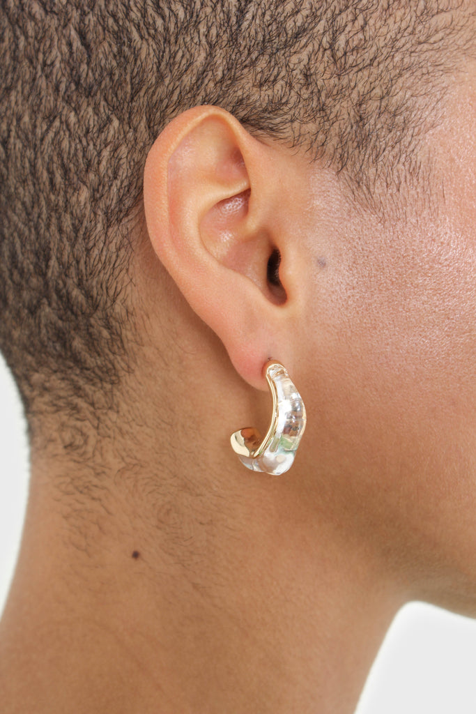 Gold and clear stud hoop earrings_2