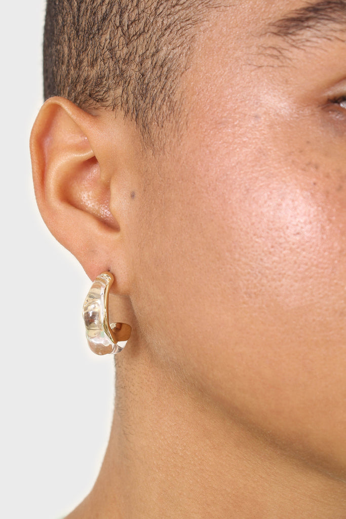Gold and clear stud hoop earrings_4