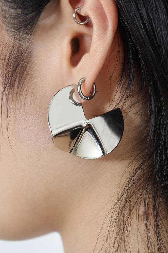 Silver folded circle earrings_2