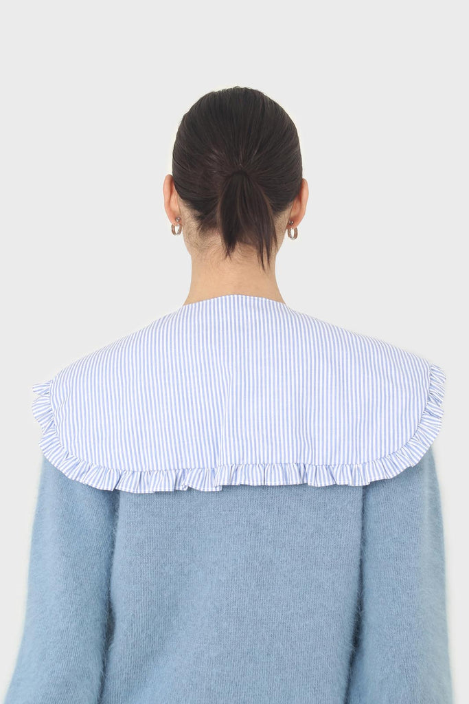 Blue and white striped detachable collar_2