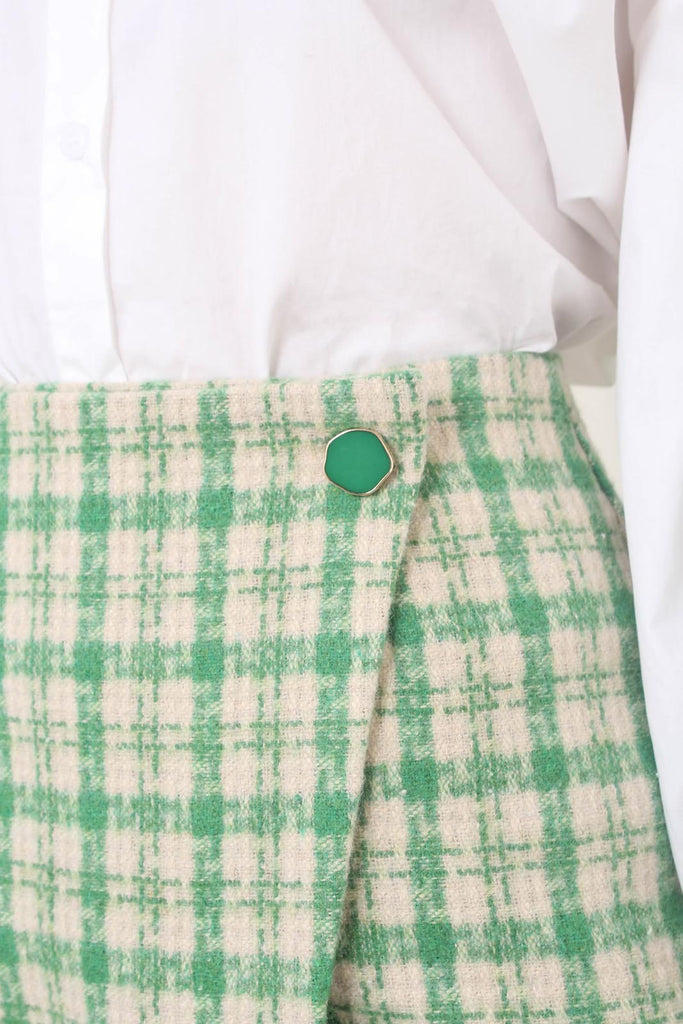 Green checked mini skirt_4