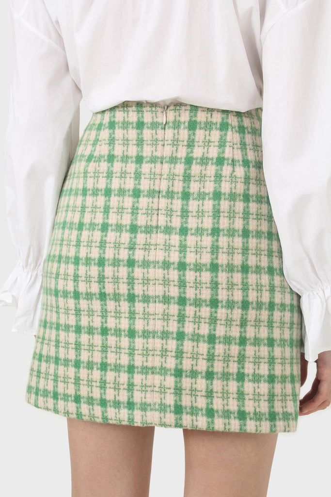 Green checked mini skirt_2