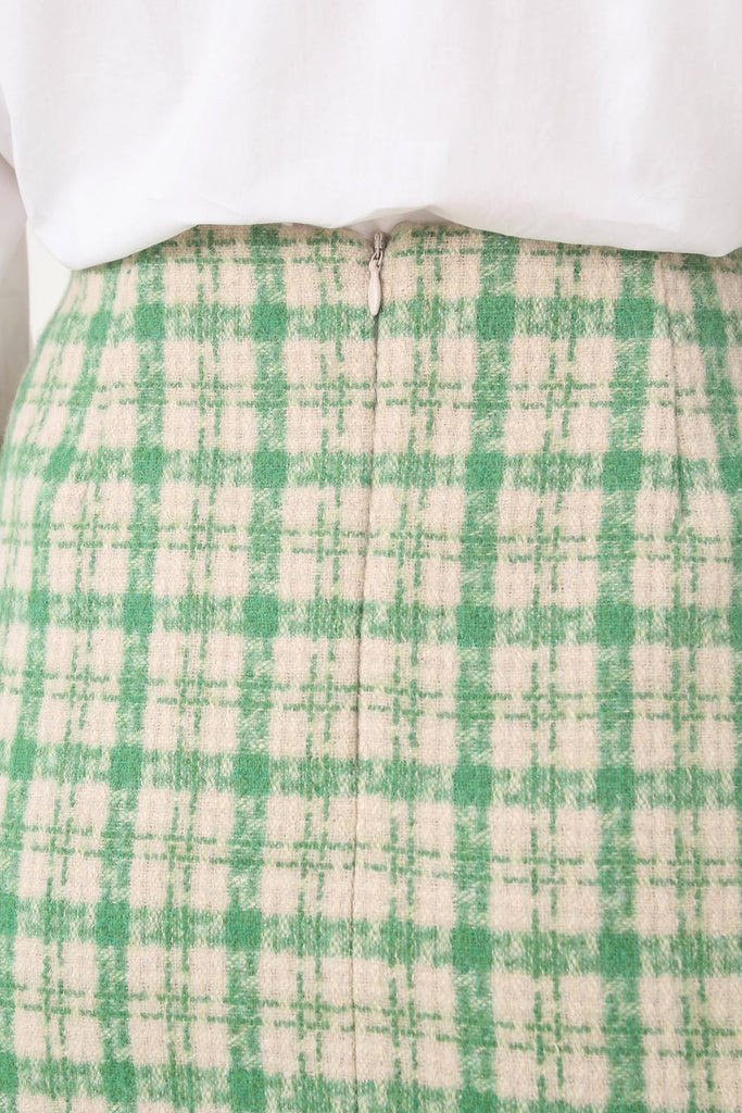 Green checked mini skirt_8