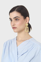 Blue open tie waist blouse_5