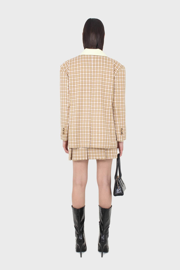 Yellow and camel checked skirt_7