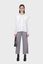 White large pointed collar cotton blouse_3