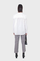 White large pointed collar cotton blouse_5