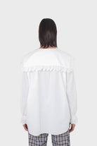 White large pointed collar cotton blouse_2
