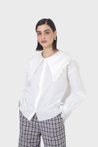 White large pointed collar cotton blouse_1