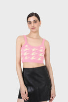 Pink and cream houndstooth fuzzy bralette_6
