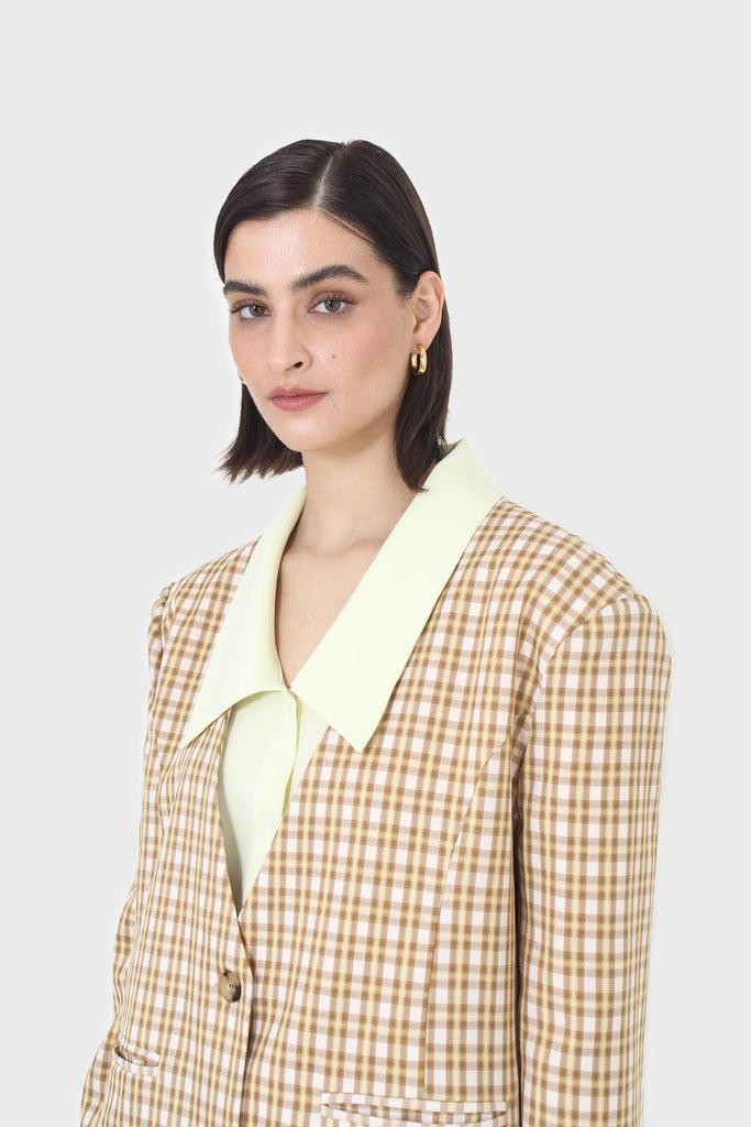 Yellow pointed collar blouse_9