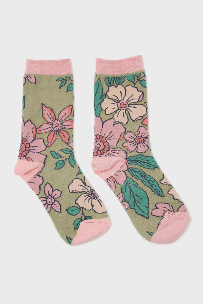 Pink and beige giant floral socks_3