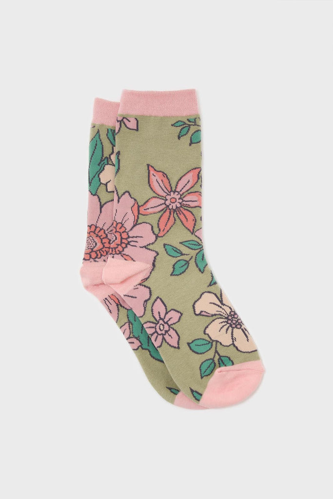 Pink and beige giant floral socks_1