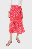 Red and pink heart print pleated midi skirt_1