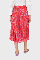 Red and pink heart print pleated midi skirt_4