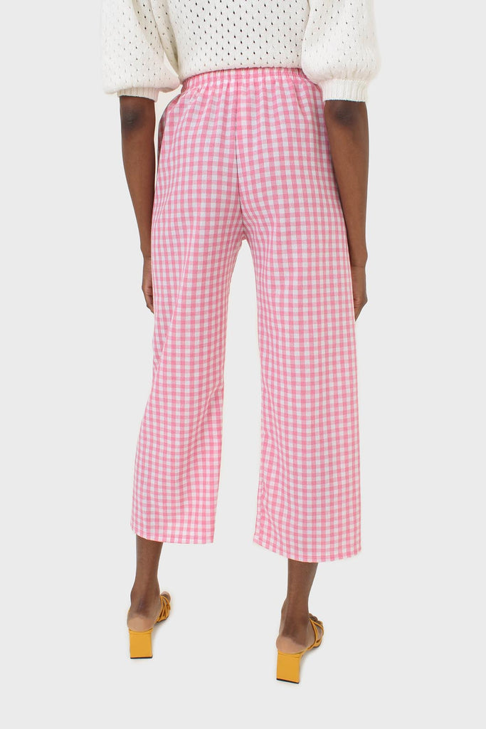 Pink and white gingham loose fit trousers_2