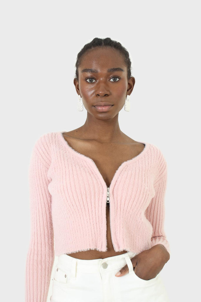 Baby pink ribbed zip cardigan_9