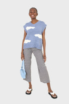 Blue and white intarsia cloud wool blend vest_2