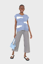Blue and white intarsia cloud wool blend vest_9