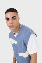 Blue and white intarsia cloud wool blend vest_5