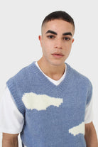 Blue and white intarsia cloud wool blend vest_6