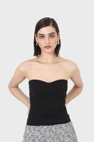 Black bandeau strapless top_1