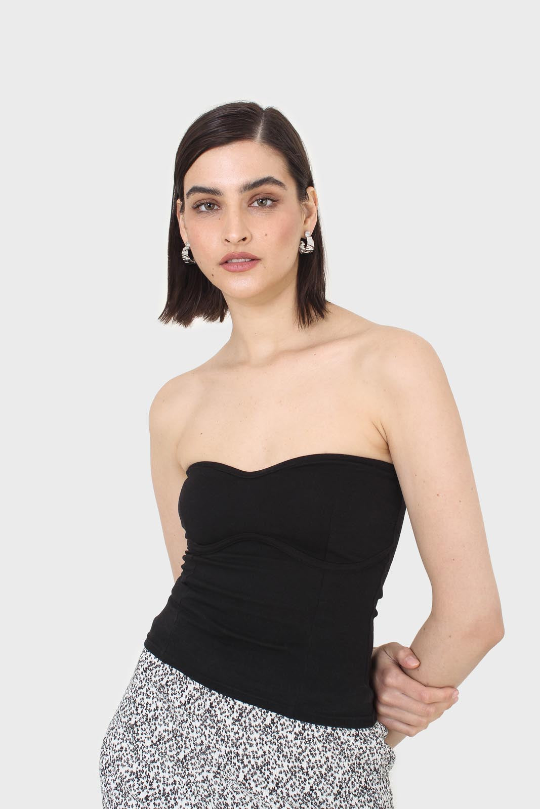 Black bandeau strapless top_4