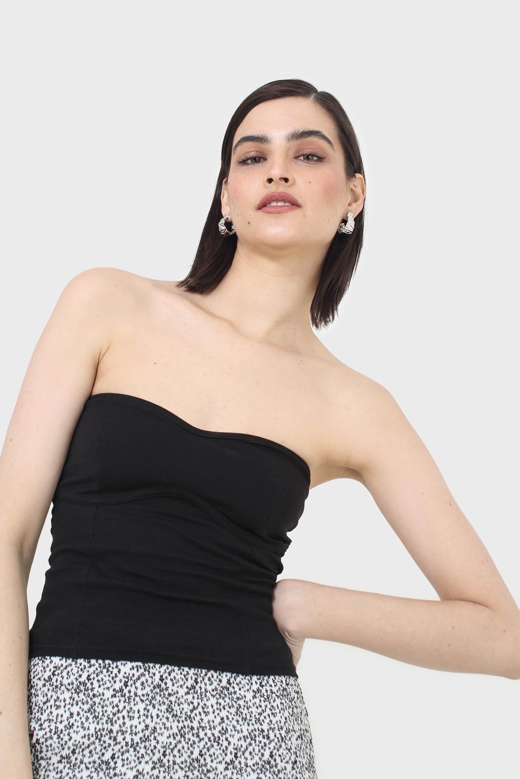 Black bandeau strapless top_12