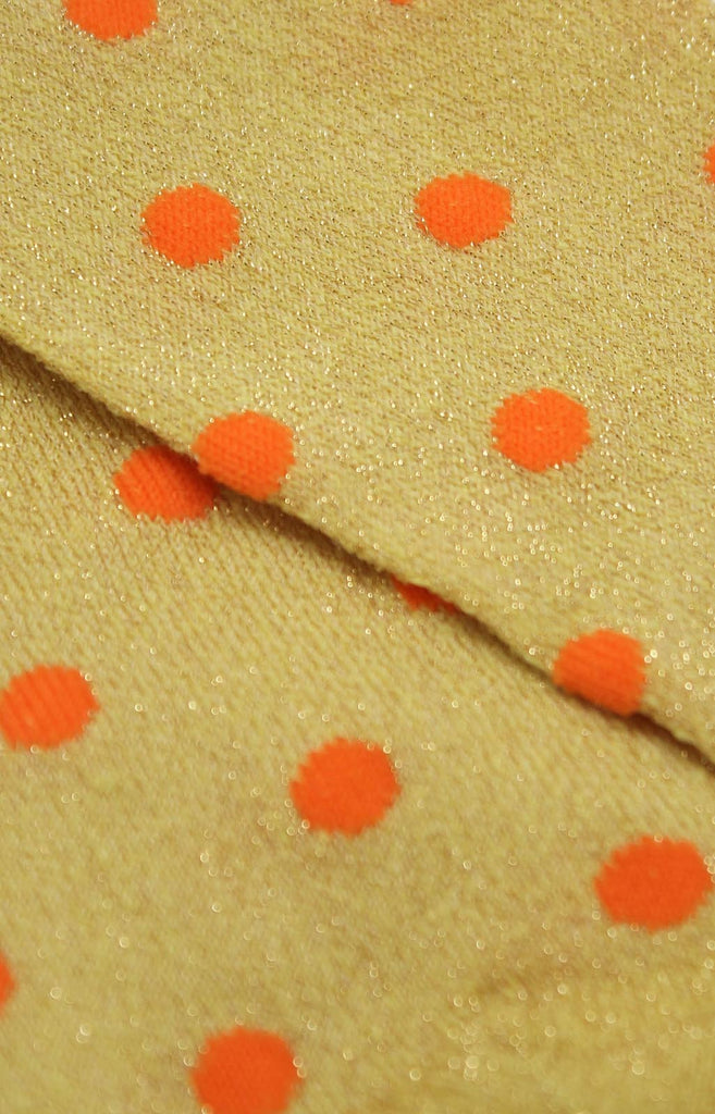 Gold and orange metallic polka dot socks_2