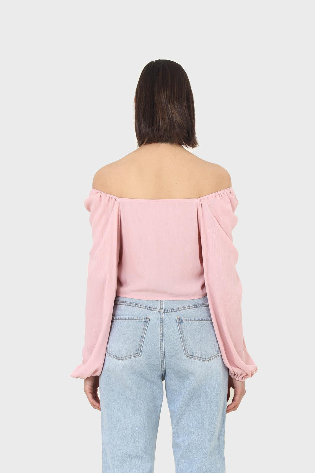 Pink double ruched tie detail long sleeved top_3