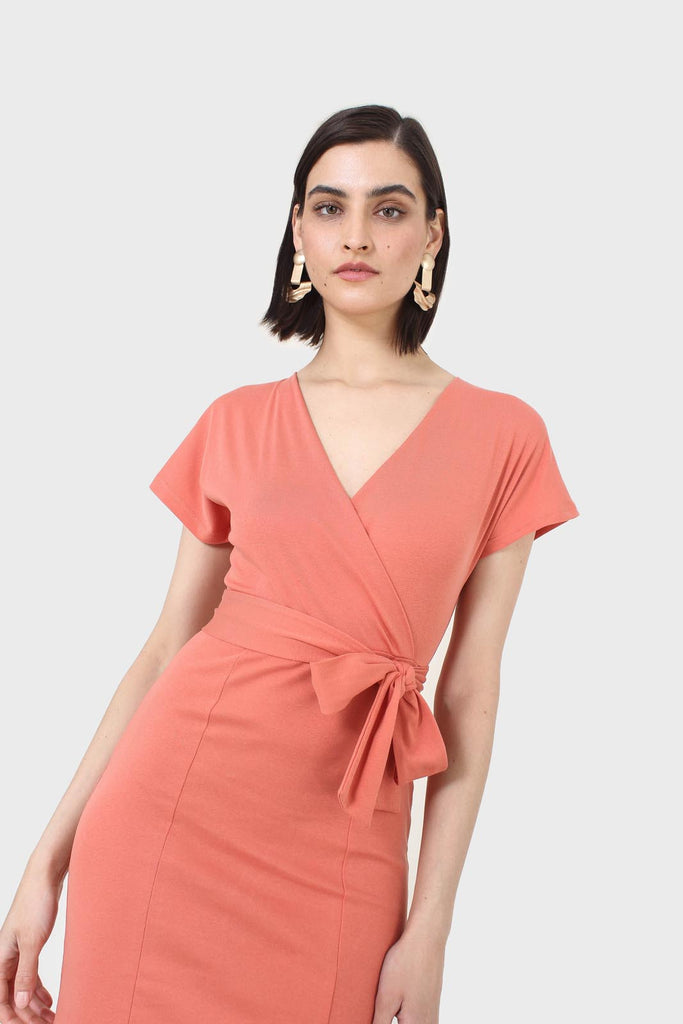 Orange short sleeved wrap dress_3