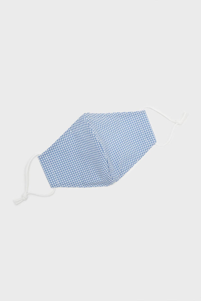 Blue and ivory gingham face mask_2