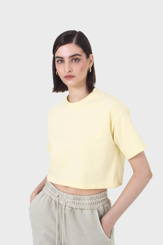 Yellow perfect cropped short sleeve tee_6