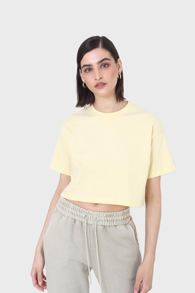 Yellow perfect cropped short sleeve tee_1