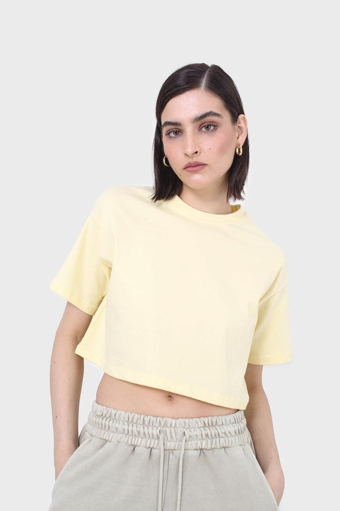 Yellow perfect cropped short sleeve tee_7