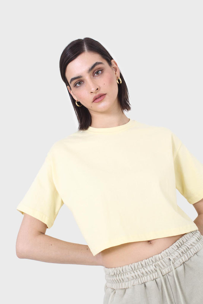 Yellow perfect cropped short sleeve tee_8