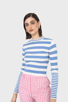 Blue and white bretton stripe long sleeved top_13
