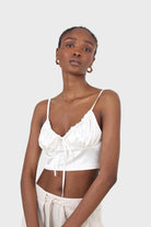 Ivory tie front milk maid cropped top_1