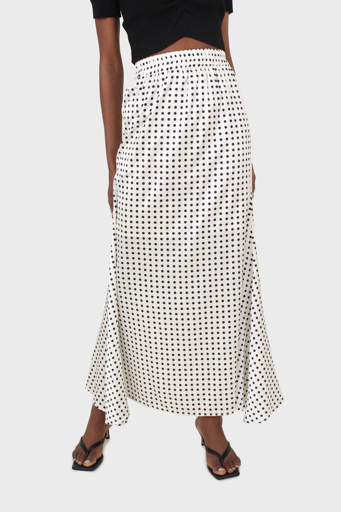 Ivory and black polka dot elasticated waistband maxi skirt_2