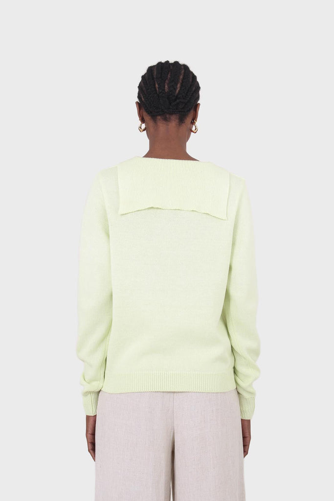 Lime green knit polo long sleeved top_7