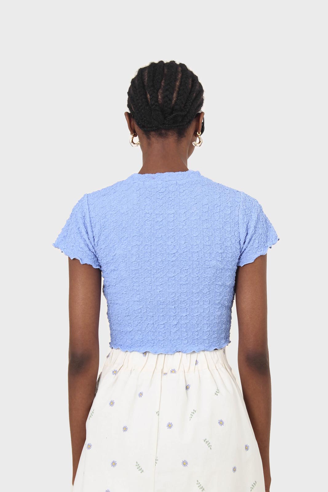 Blue shirring crew neck tee_8