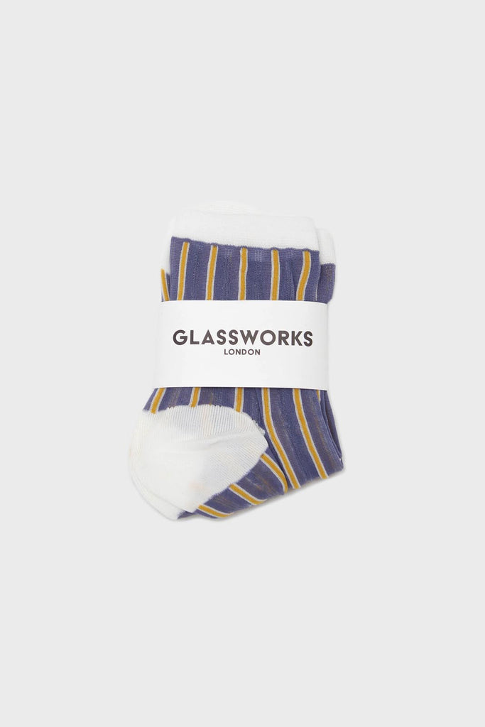 Blue and yellow striped sheer socks_4