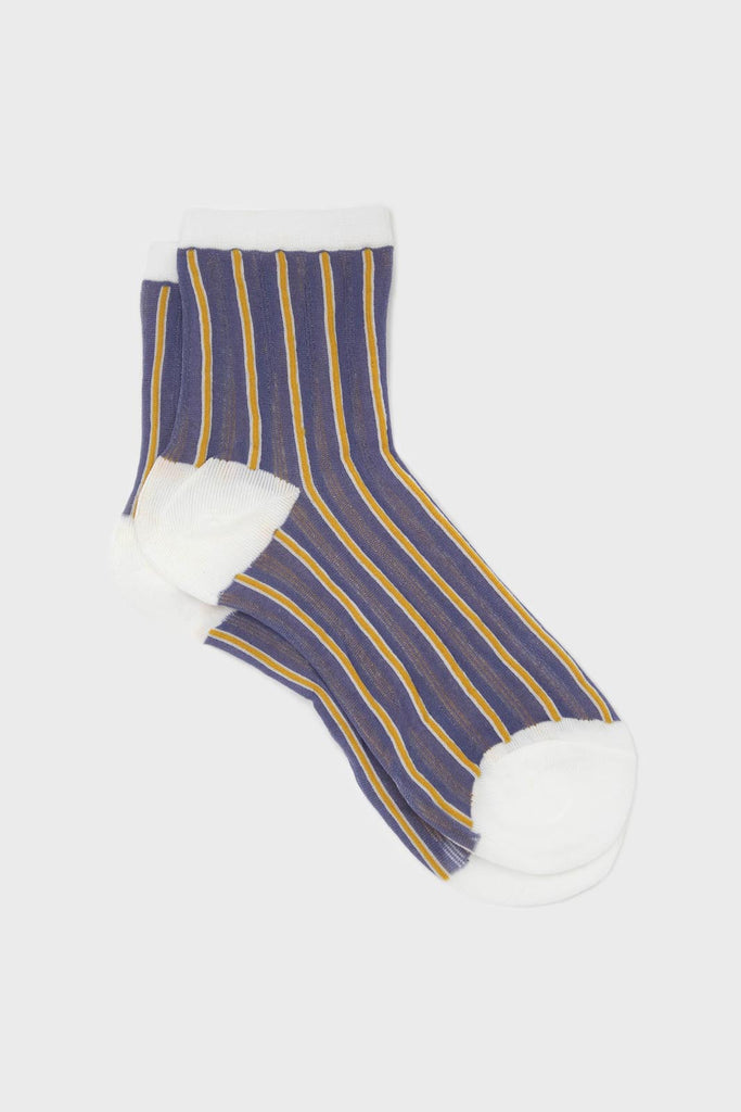 Blue and yellow striped sheer socks_1