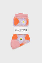 Orange and white diamond smily daisy sheer socks_4