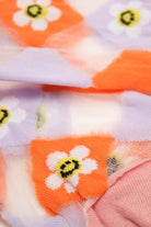 Orange and white diamond smily daisy sheer socks_2